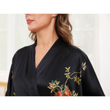 Floral Print Silk Kimono Robes Peony Blossoms Silk Bathrobe