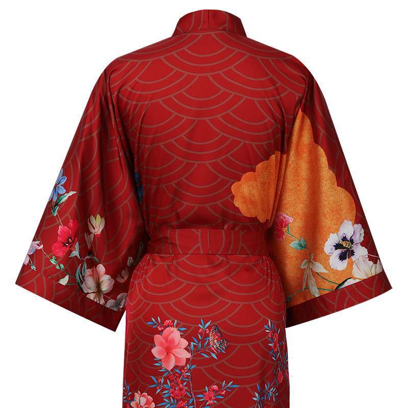 100% Floral Nature - inspired Prints Silk Kimono Robe