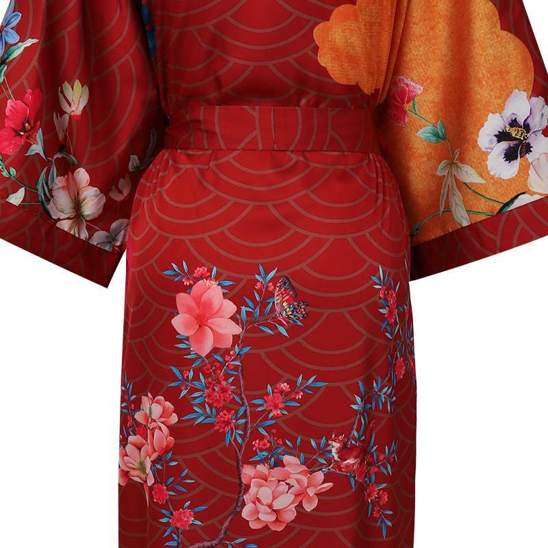 100% Floral Nature - inspired Prints Silk Kimono Robe