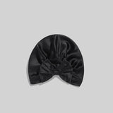 Women Elegant Bowknot Silk Sleep Caps Silk Bow Turban Black M