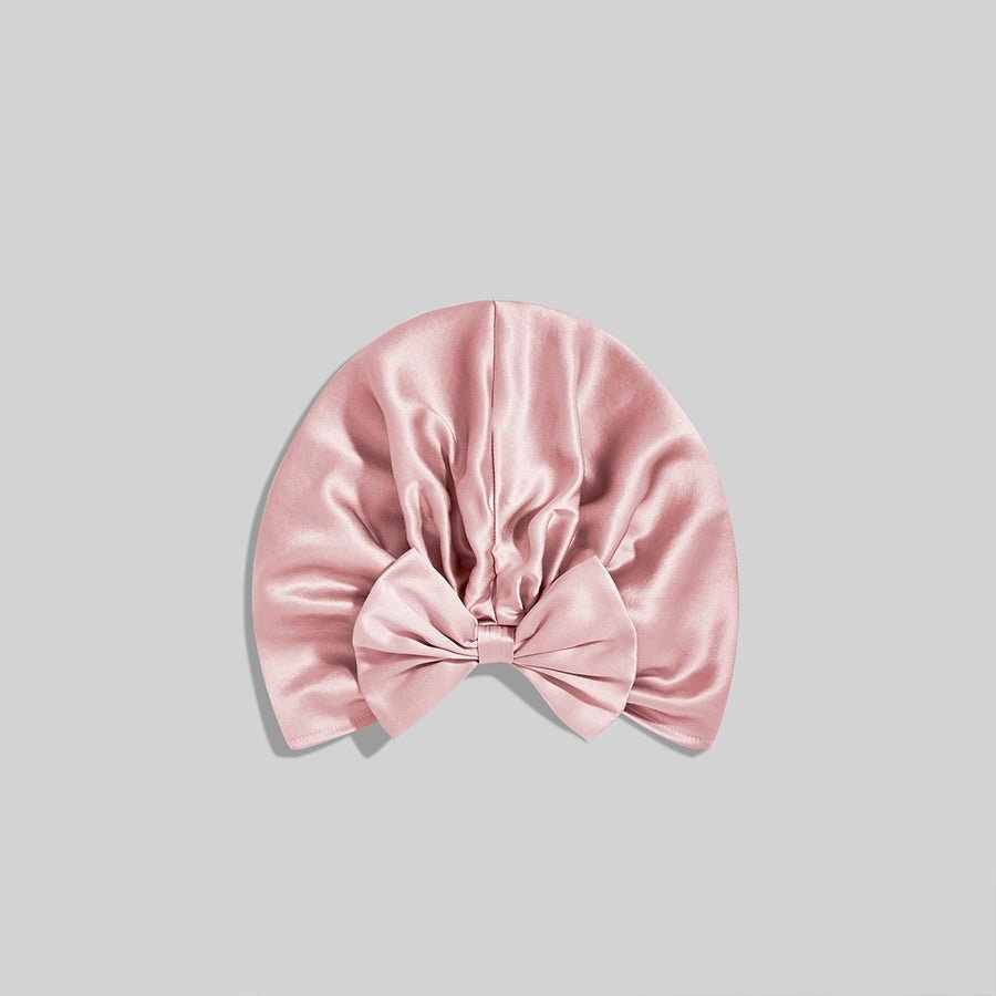Women Elegant Bowknot Silk Sleep Caps Silk Bow Turban Pink M