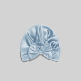 Women Elegant Bowknot Silk Sleep Caps Silk Bow Turban Light Blue M
