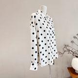 Damen Langarm Seidenhemd Polka-Dot Knopfbluse