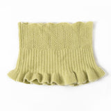 Womens Cashmere Neck Warmer Ribbed Knit Cashmere Snood with Ruffled Edge