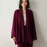 Damen-Kaschmir-Cardigan, vorne offen, drapierter, langärmliger Kaschmir-Strickpullover