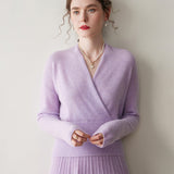Damen-Kaschmirpullover mit V-Ausschnitt, Kaschmir-Strickpullover, Kaschmir-Wickelpullover