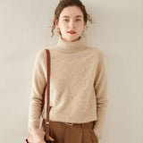 Rollkragenpullover aus Kaschmir für Damen. Rollkragenpullover aus strukturiertem Strick