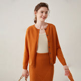 Womens Button Down Cashmere Cardigan Round Neck Long Sleeve Cashmere Sweater