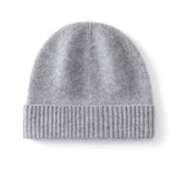 Kids Cashmere Beanie Knit Cashmere Hat with Ribbed Cuff Multi Colors