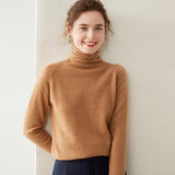Rollkragen-Kaschmirpullover für Damen, langärmeliger Kaschmir-Strickpullover
