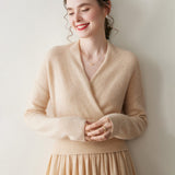 Damen-Kaschmirpullover mit V-Ausschnitt, Kaschmir-Strickpullover, Kaschmir-Wickelpullover