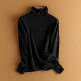 Womens Speckled Cashmere Sweater Long Sleeve Turtleneck Cashmere Pullover