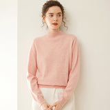 Womens Mock Neck Cashmere Sweater Cashmere Pullover Ribbed Hem