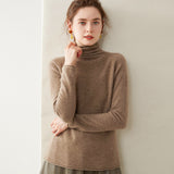 Rollkragen-Kaschmirpullover für Damen, langärmeliger Kaschmir-Strickpullover