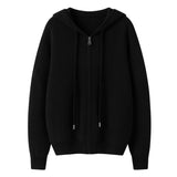 Womens Zip-Up Cashmere Hoodie Long Sleeve Cashmere Knitted Hooded Cardigan