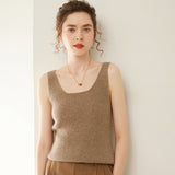 Damen-Tanktop aus Kaschmir mit V-Ausschnitt und geripptem Strick-Kaschmir-Tanktop