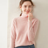 Rollkragen-Kaschmirpullover für Damen, langärmeliger Kaschmir-Strickpullover