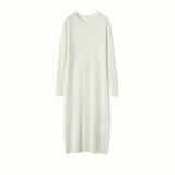 Womens Cable Knit Cashmere Dress Long Sleeve Cashmere Midi Dress