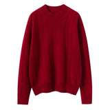 Damen-Pullover aus reinem Kaschmir mit langen Ärmeln und Rundhalsausschnitt aus Kaschmir-Strickpullover