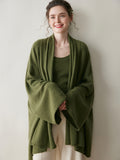 Damen-Kaschmir-Cardigan, vorne offen, drapierter, langärmliger Kaschmir-Strickpullover