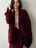 Damen-Kaschmir-Cardigan, vorne offen, drapierter, langärmliger Kaschmir-Strickpullover