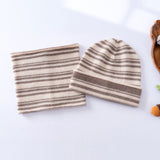 Kids Cashmere Striped Beanie Hat and Neck Gaiter Set