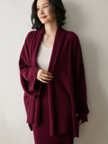 Damen-Kaschmir-Cardigan, vorne offen, drapierter, langärmliger Kaschmir-Strickpullover