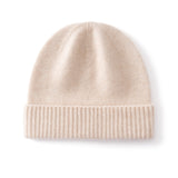 Kids Cashmere Beanie Knit Cashmere Hat with Ribbed Cuff Multi Colors