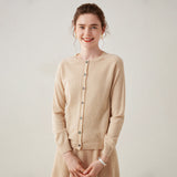 Womens Button Down Cashmere Cardigan Round Neck Long Sleeve Cashmere Sweater