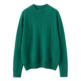Damen-Pullover aus reinem Kaschmir mit langen Ärmeln und Rundhalsausschnitt aus Kaschmir-Strickpullover