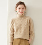 Rollkragenpullover aus Kaschmir für Damen. Rollkragenpullover aus strukturiertem Strick