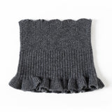 Womens Cashmere Neck Warmer Ribbed Knit Cashmere Snood with Ruffled Edge