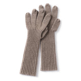 Womens Cashmere Knit Gloves Ribbed Cashmere Gloves with Long Cuffs