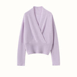 Damen-Kaschmirpullover mit V-Ausschnitt, Kaschmir-Strickpullover, Kaschmir-Wickelpullover