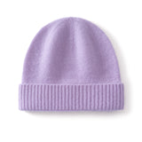 Kids Cashmere Beanie Knit Cashmere Hat with Ribbed Cuff Multi Colors
