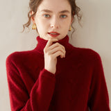 Rollkragenpullover aus Kaschmir für Damen. Rollkragenpullover aus strukturiertem Strick