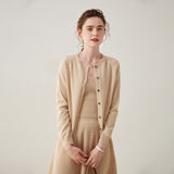 Womens Button Down Cashmere Cardigan Round Neck Long Sleeve Cashmere Sweater