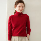 Rollkragen-Kaschmirpullover für Damen, langärmeliger Kaschmir-Strickpullover