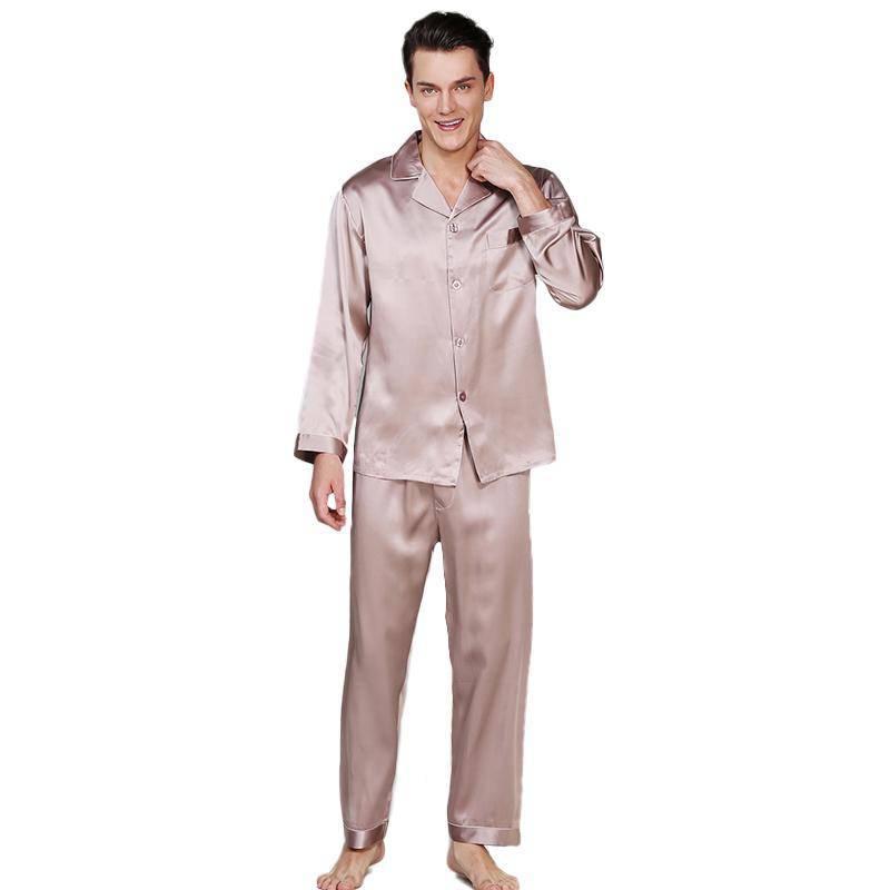 Men's Long Luxury Mulberry Silk Pyjamas Pure Silk Sleepwear