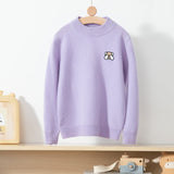 Boys And Girls Crew Neck Pure Cashmere Sweater Embroidery Bear Purple 100