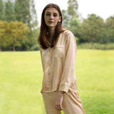 Bright Color Silk Pajamas Set for Women champagne XS