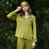 Bright Color Silk Pajamas Set for Women Gold XS