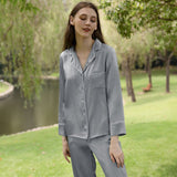 Bright Color Silk Pajamas Set for Women Gold XS