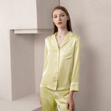 Bright Color Silk Pajamas Set for Women champagne XS