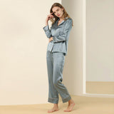 Bright Color Silk Pajamas Set for Women champagne XS