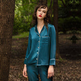 Bright Color Silk Pajamas Set for Women champagne XS