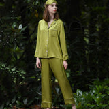 Bright Color Silk Pajamas Set for Women Gold XS