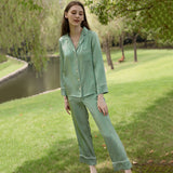 Bright Color Silk Pajamas Set for Women champagne XS
