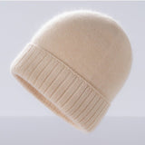 Cashmere Beanie Ribbed Cuff Winter Pure Cashmere Knit Cap Cashmere Hat
