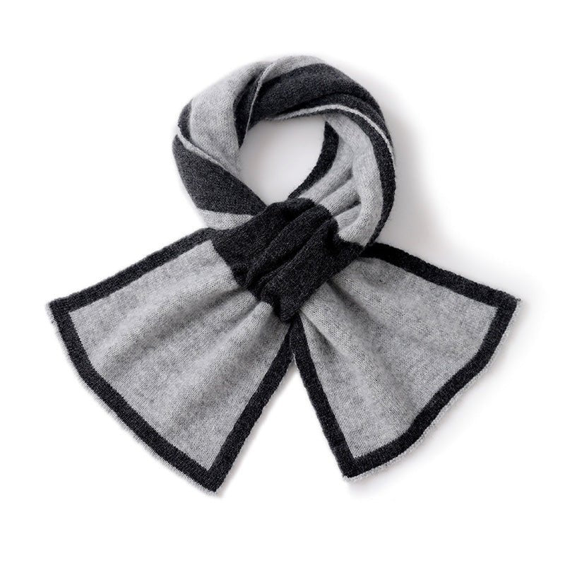Cashmere Knot Scarf with Contrast Trim Double - Tone Cashmere Neck Wrap